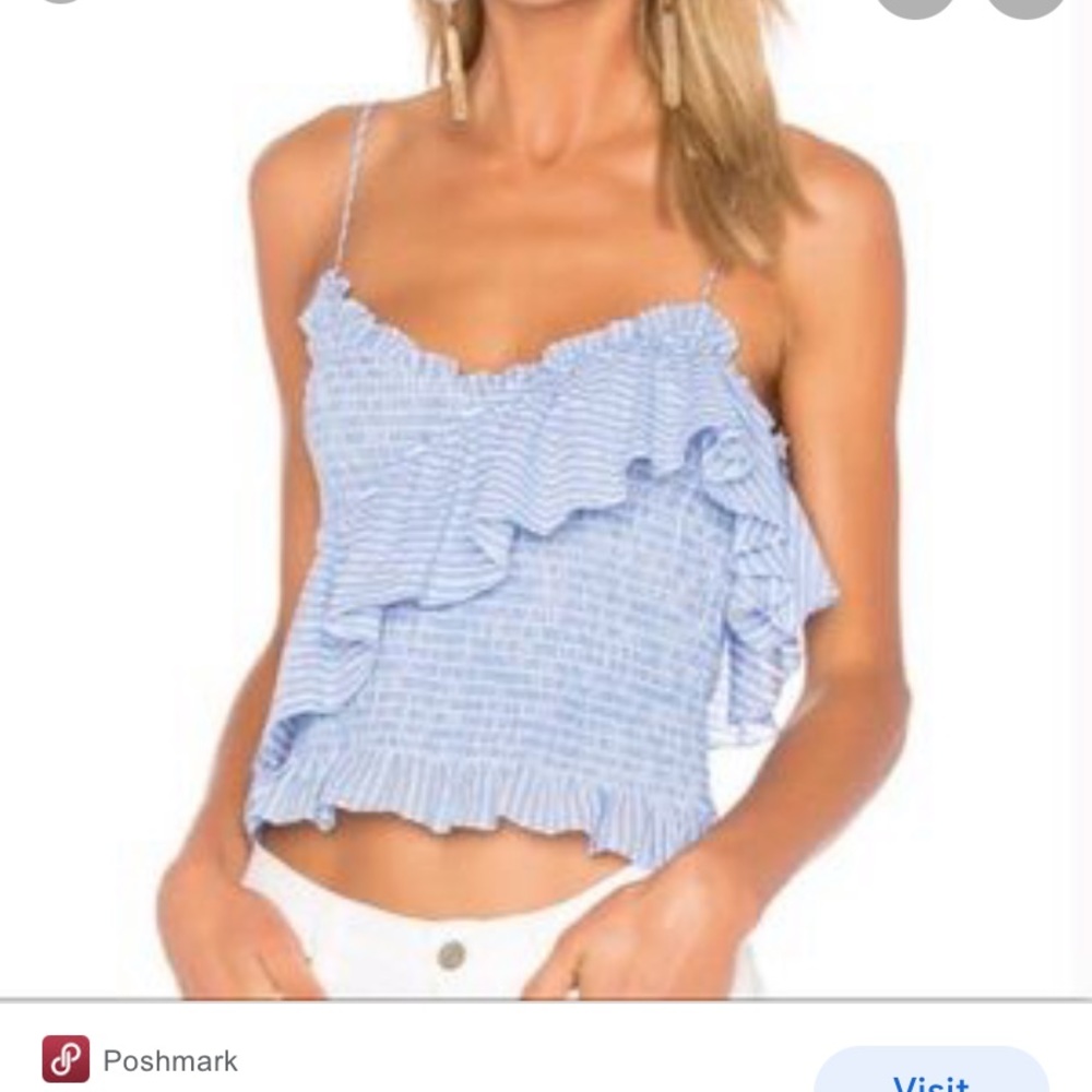 Cinq a sept striped tank with ruffle